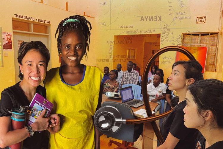 正规博彩十大网站的学生在肯尼亚与50名医务人员一起工作.